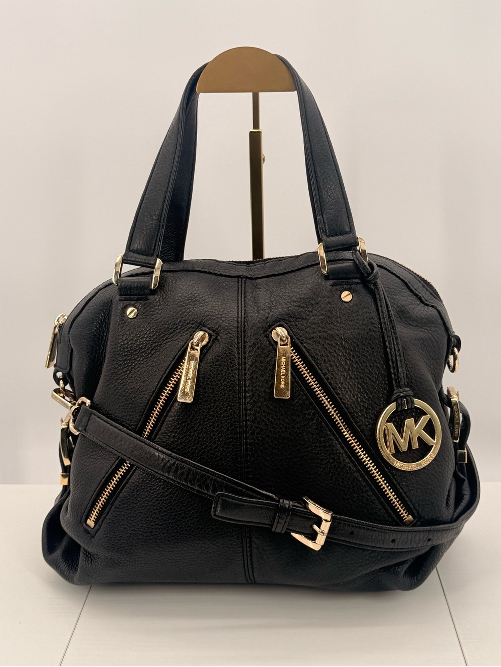 MICHEAL KORS Portland Black Pebbled Leather Satchel Shoulder Bag